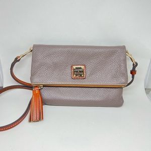 Dooney & Bourke Pebble Grain Foldover Crossbody Bag, color Elephant